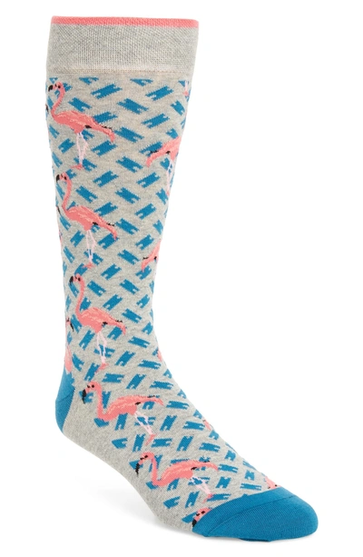 Shop Ted Baker Flamingo Print Socks In Grey Marled