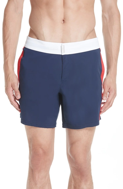 Shop Vilebrequin Tricolor Swim Trunks In Blue