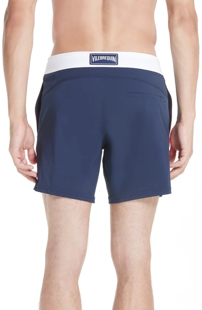 Shop Vilebrequin Tricolor Swim Trunks In Blue