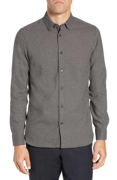 Shop Ted Baker Wapping Slim Fit Textured Shirt In Black