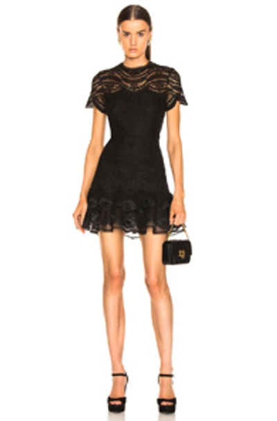 Shop Jonathan Simkhai Lace Cap Sleeve Mini Dress In Black