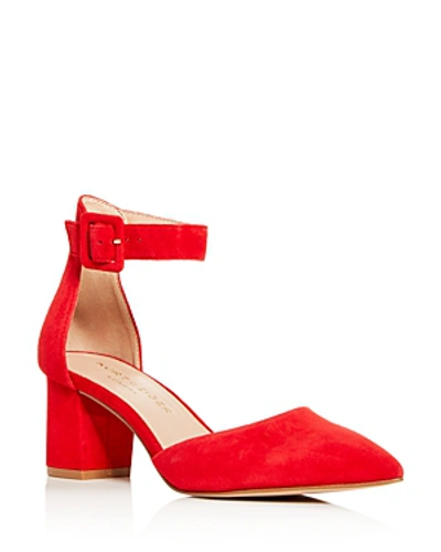 Shop Kurt Geiger Women's Burlington Ankle-strap Pointed-toe Pumps In Red