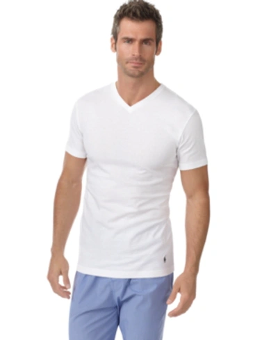 Shop Polo Ralph Lauren Men's Undershirt, Slim Fit Classic Cotton V-neck 5 Pack In White