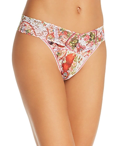 Shop Hanky Panky Original-rise Printed Lace Thong In Vintage Valentine