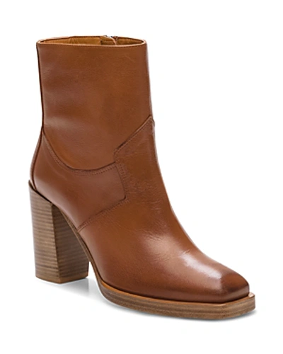 Shop The Kooples Women's Square Toe Leather Boots In Brown