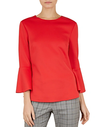 Shop Ted Baker Gigih Bell-sleeve Top In Red