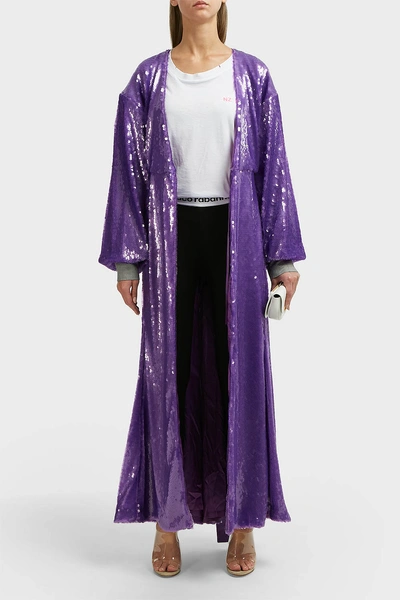 Shop Natasha Zinko Sequin-detailed Robe Dress In Purple
