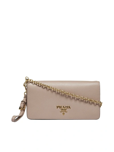 PRADA Saffiano Chain Shoulder Bag Cipria 1207276