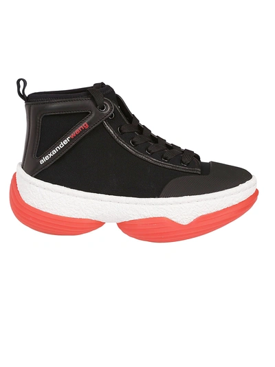 Shop Alexander Wang Classic Laced-up Sneakers In Black Red