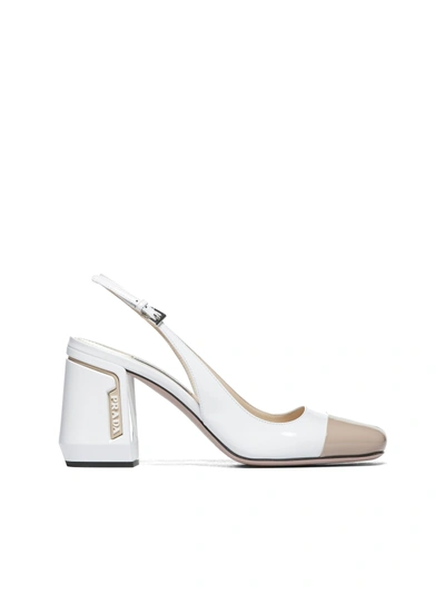 Shop Prada High-heeled Shoe In Bianco Beige