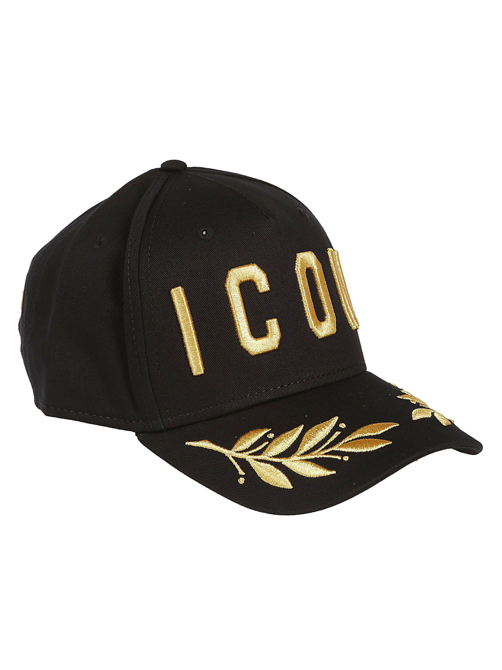 dsquared icon cap black and gold