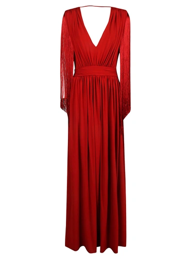 Shop Alberta Ferretti Side Slit Dress In Rosso