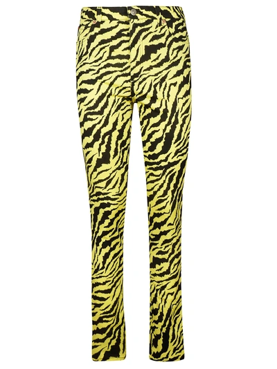Shop Gucci Zebra Patterned Jeans In Yellow/black