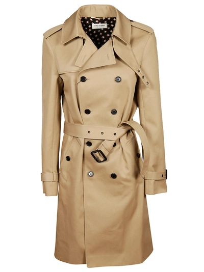 Shop Saint Laurent Double-breasted Trench In Sable