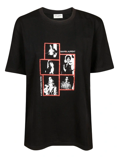 Shop Saint Laurent Photographic T-shirt In Noir Delave/blanc