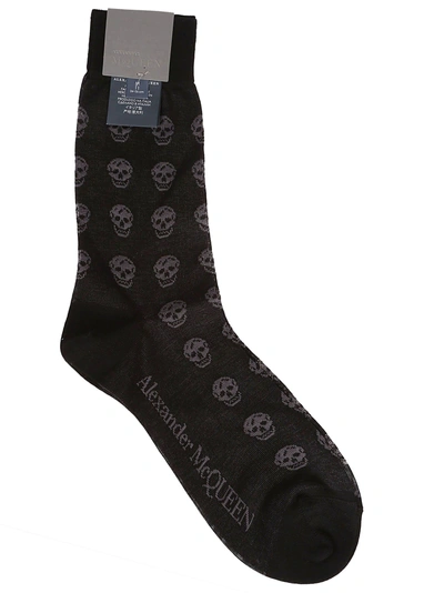 Shop Alexander Mcqueen Skull Pattern Print Socks In Fantasia