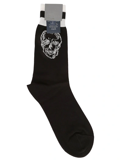 Shop Alexander Mcqueen Skull Knit Socks In Black