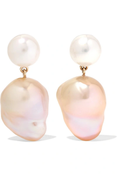 Shop Sophie Bille Brahe Exclusive Venus Rose 14-karat Gold Pearl Earrings