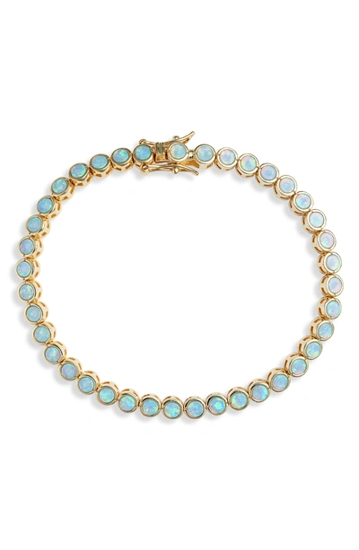 Shop Melinda Maria Baroness Bracelet In Blue Opal/ Gold