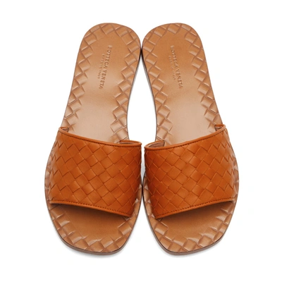 Shop Bottega Veneta Orange Intrecciato Sandals In 7601-orange