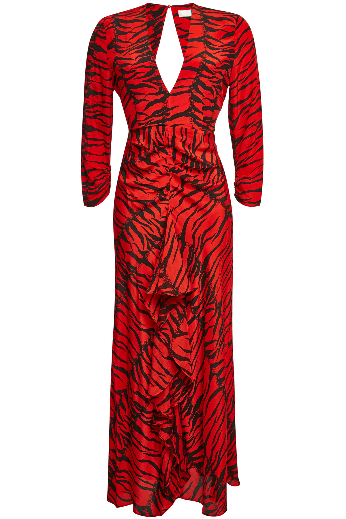 red animal print maxi dress