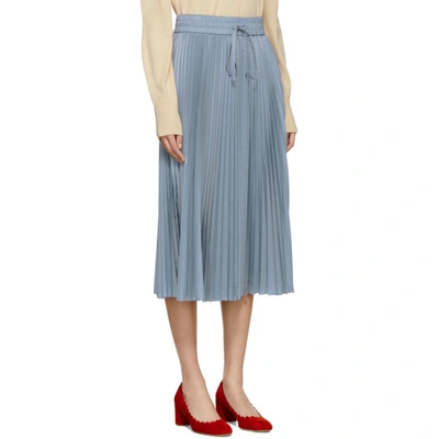 Shop Red Valentino Blue Pleated Skirt In 198 Sky