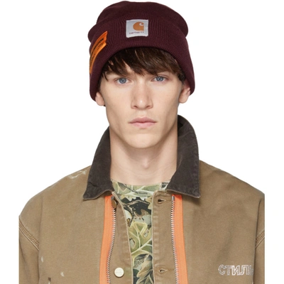 HERON PRESTON 酒红色 CARHARTT 版水钻毛线帽