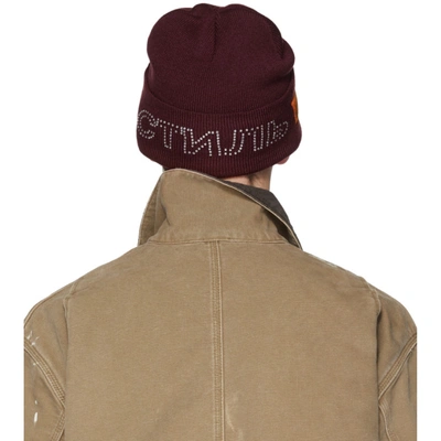 Shop Heron Preston Burgundy Carhartt Edition Crystal Beanie In Bordeaux