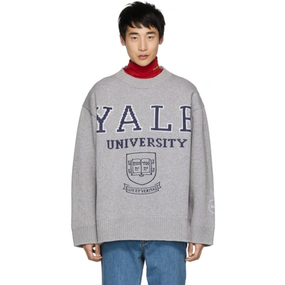 Shop Calvin Klein 205w39nyc Grey Yale Crewneck Sweater In 052 Grey