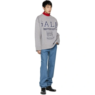 Shop Calvin Klein 205w39nyc Grey Yale Crewneck Sweater In 052 Grey