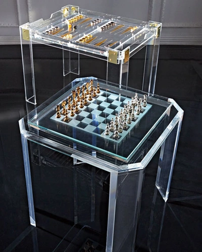 Interlude Home Miranda Acrylic Backgammon Table In Clear Acrylic