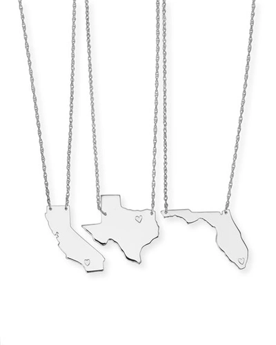 Shop Moon And Lola Personalized State Pendant Necklace, Silver, Alabama-mississippi In Indiana