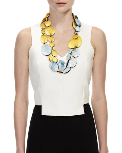 Shop Viktoria Hayman Double-strand Two-tone Disc Necklace In Yellow/silver