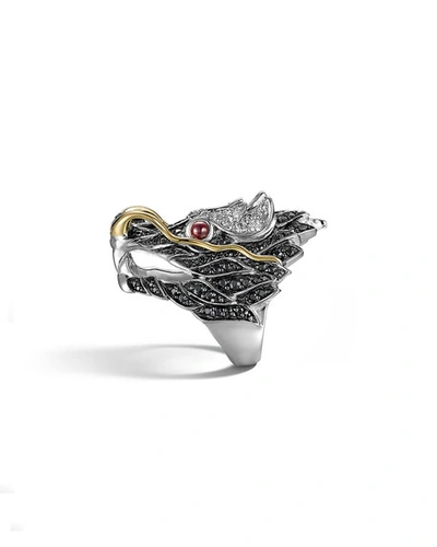 Shop John Hardy Pave Naga Dragon Head Ring In Black Sapphire