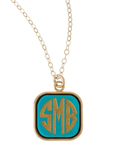 Shop Moon And Lola Small Square Acrylic Monogram Pendant Necklace In Blonde Tortoise