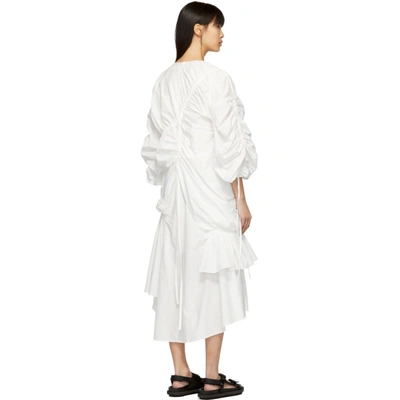 Shop Enföld Enfold White Typewriter Gathered Dress In 010 White