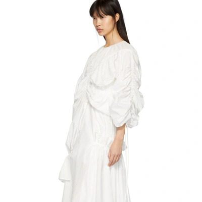 Shop Enföld Enfold White Typewriter Gathered Dress In 010 White