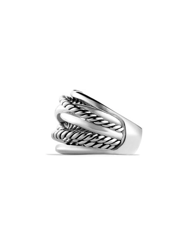 Shop David Yurman Crossover Wide Ring In Sterling Silver