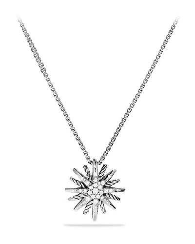 Shop David Yurman Starburst Small Pendant With Diamonds On Chain In Pave Diamonds
