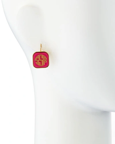 Shop Moon And Lola Monogrammed Square-drop Acrylic Earrings In Robin's Egg