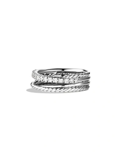 Shop David Yurman Crossover Ring With Diamonds In Pave Diamonds