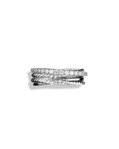 Shop David Yurman Crossover Ring With Diamonds In Pave Diamonds