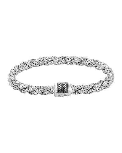 Shop John Hardy Classic Chain Extra-small Silver Lava Bracelet In Black Sapphire