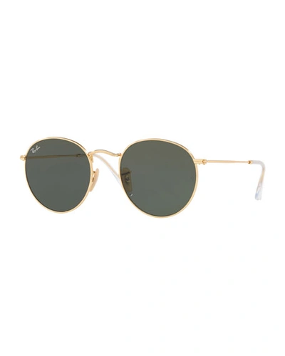 Shop Ray Ban Monochromatic Round Metal Sunglasses, Green Pattern
