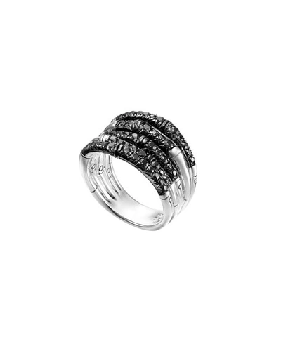 Shop John Hardy Bamboo Lava Wide Ring With Black Sapphires