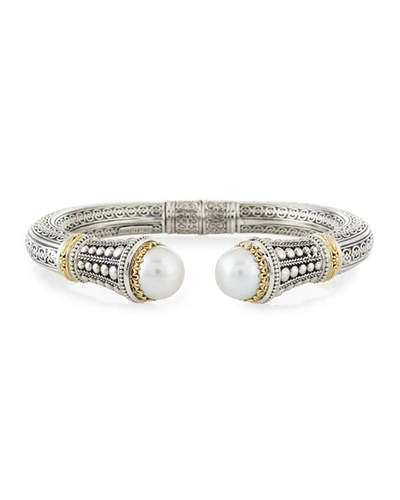 Shop Konstantino Silver & 18k Gold Pearl-tip Hinge Bracelet In Silver/ Bronze