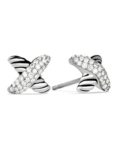 Shop David Yurman X Earrings With Diamonds In Pave Diamonds
