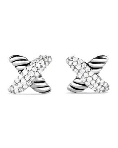 Shop David Yurman X Earrings With Diamonds In Pave Diamonds