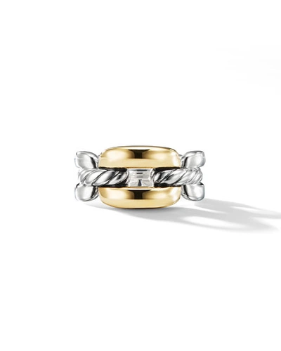 Shop David Yurman Wellesley Medium Silver Link Ring W/ 18k Gold In Yellow/silver