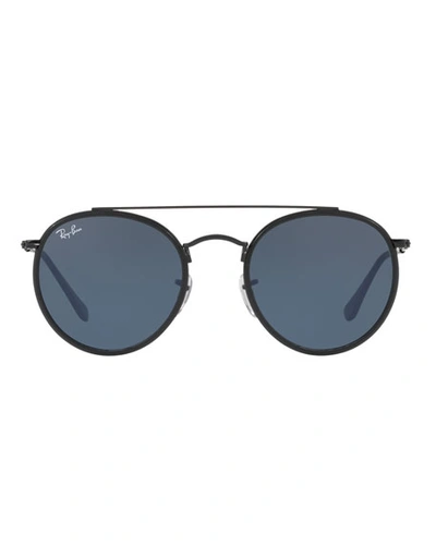 Ray Ban Ray-ban Unisex Icons Retro Brow Bar Round Sunglasses, 51mm In Black Pattern